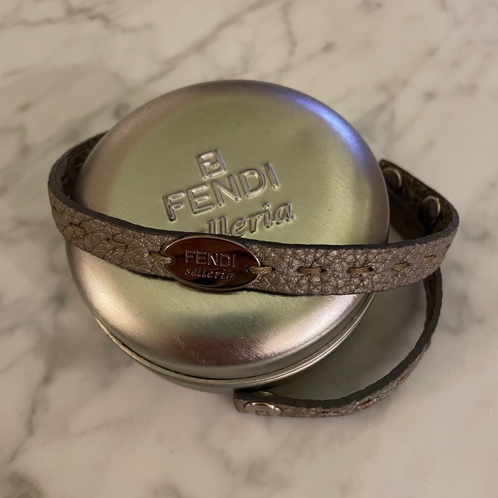 Fendi Metallic Selleria Leather Bracelet